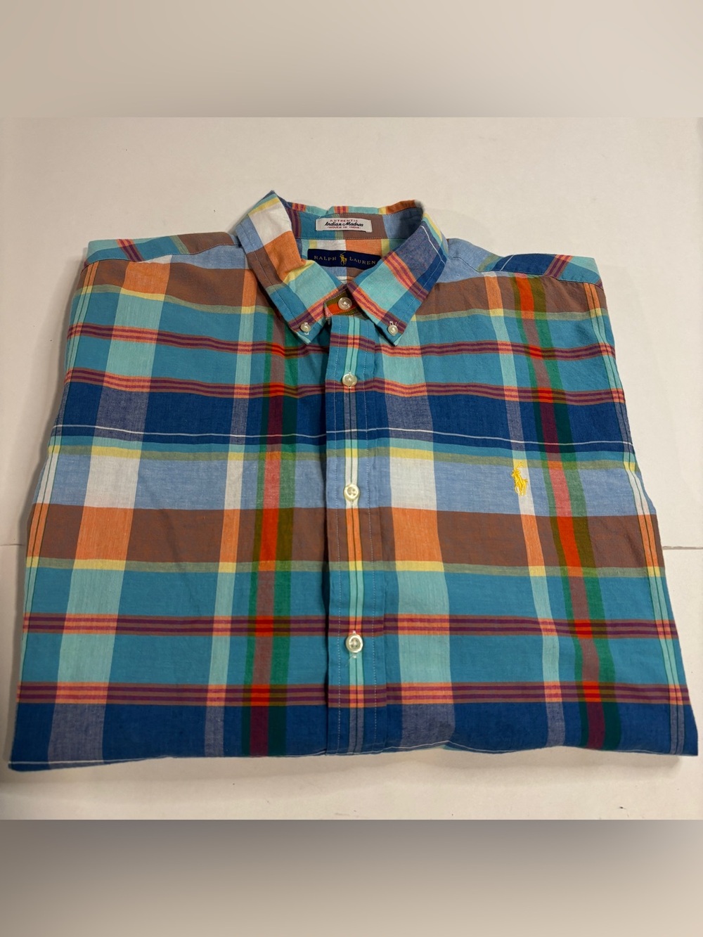 Polo Ralph Lauren Mens XL Authentic Indian Madras Plaid Shirt Classic Fit Multi